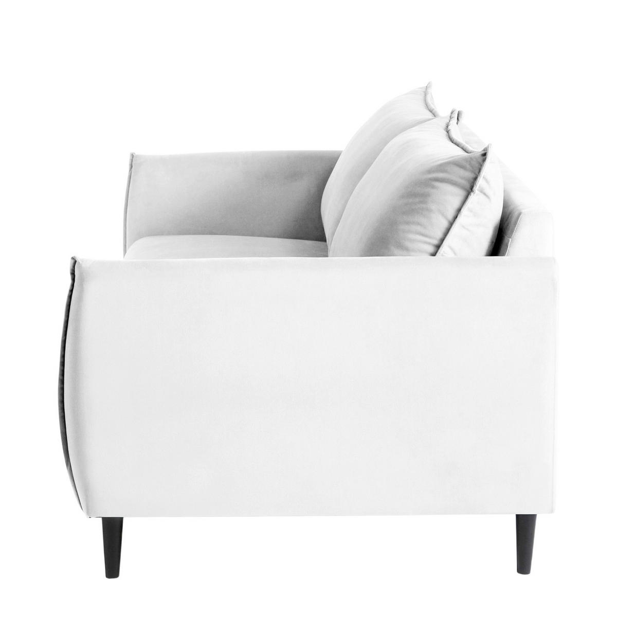 3-SITZER-SOFA JULI in Samt Weiß  - Schwarz/Weiß, Design, Holz/Textil (203/86/100cm) - P & B