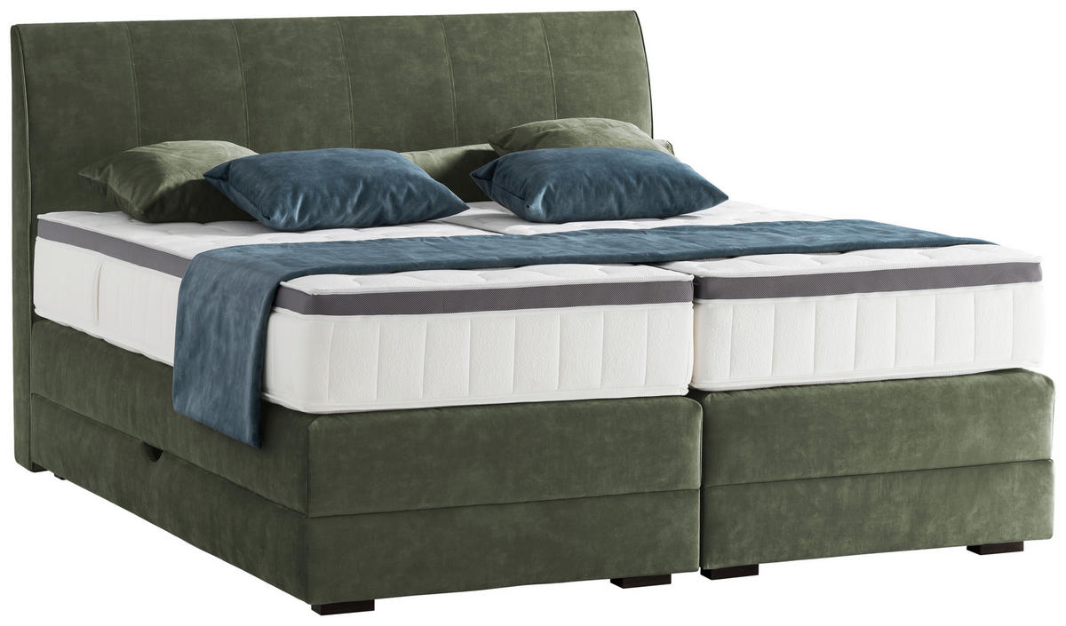 BOXSPRINGBETT 180/200 cm  in Waldgrün  - Waldgrün/Wengefarben, Konventionell, Holz/Textil (180/200cm) - Novel