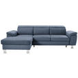 ECKSOFA in Webstoff Blau  167/250 cm  - Blau/Silberfarben, Design, Textil/Metall (167/250cm) - Xora