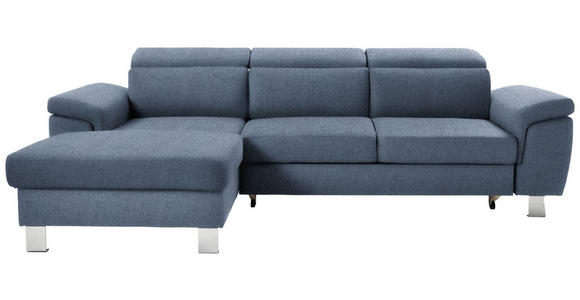 ECKSOFA in Webstoff Blau  167/250 cm  - Blau/Silberfarben, Design, Textil/Metall (167/250cm) - Xora