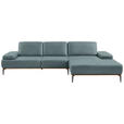 ECKSOFA 16580 Sprint in Echtleder Blau  314/176 cm  - Blau/Bronzefarben, Design, Leder/Holz (314/176cm) - Valnatura