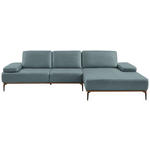 ECKSOFA 16580 Sprint in Echtleder Blau  314/176 cm  - Blau/Bronzefarben, Design, Leder/Holz (314/176cm) - Valnatura