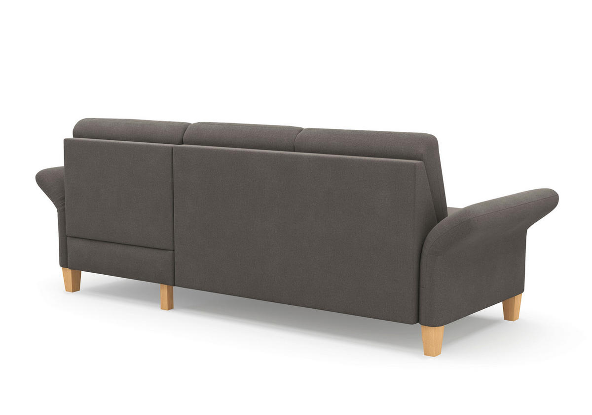 ECKSOFA ROCHELLE E Graphitfarben Flachgewebe  - Eichefarben/Graphitfarben, KONVENTIONELL, Holz/Textil (251/164cm) - Sit & More