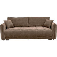 BOXSPRINGSOFA Chenille Braun  inkl. Zierkissen, Rückenkissen, Bettkasten, Schlaffunktion  - Schwarz/Braun, KONVENTIONELL, Kunststoff/Textil (235/94/103cm) - Novel