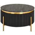 COUCHTISCH Mangoholz vollmassiv 80/80/45 cm rund Schwarz, Goldfarben  - Goldfarben/Schwarz, Design, Holz/Stein (80/80/45cm) - Landscape