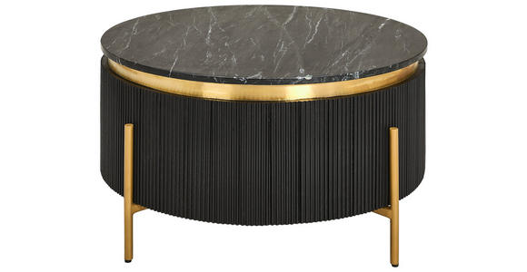 COUCHTISCH Mangoholz vollmassiv 80/80/45 cm rund Schwarz, Goldfarben  - Goldfarben/Schwarz, Design, Holz/Stein (80/80/45cm) - Landscape