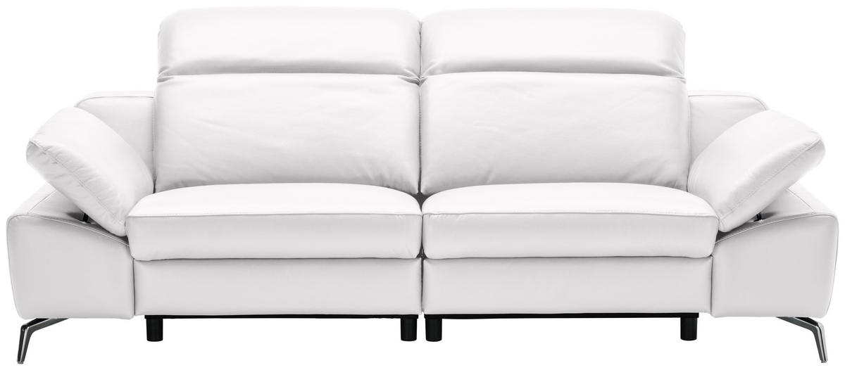 HÁROMÜLÉSES KANAPÉ bőr fehér  - krómszínű/fekete, Design, műanyag/bőr (234/83-99/110cm) - Celina Home