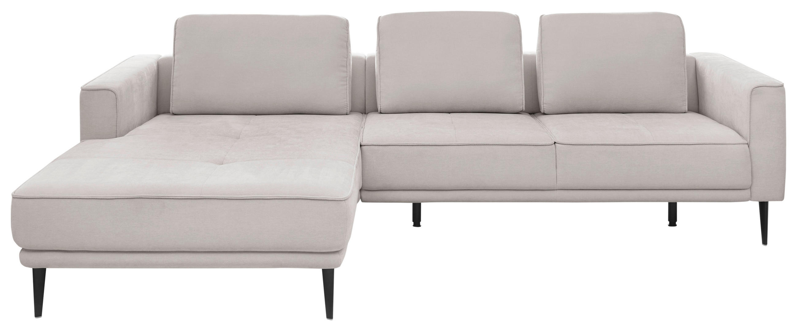 ECKSOFA Hellgrau Flachgewebe  - Hellgrau/Schwarz, KONVENTIONELL, Textil/Metall (193/279cm) - SetOne by Musterring