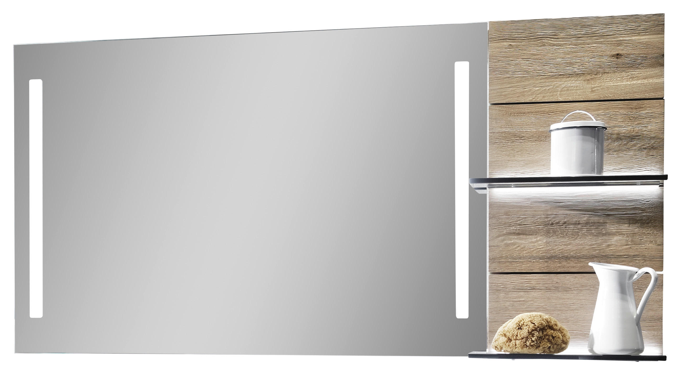 BADEZIMMERSPIEGEL 128/64/18 cm  - Eichefarben, Natur, Glas/Holz (128/64/18cm) - Voglauer