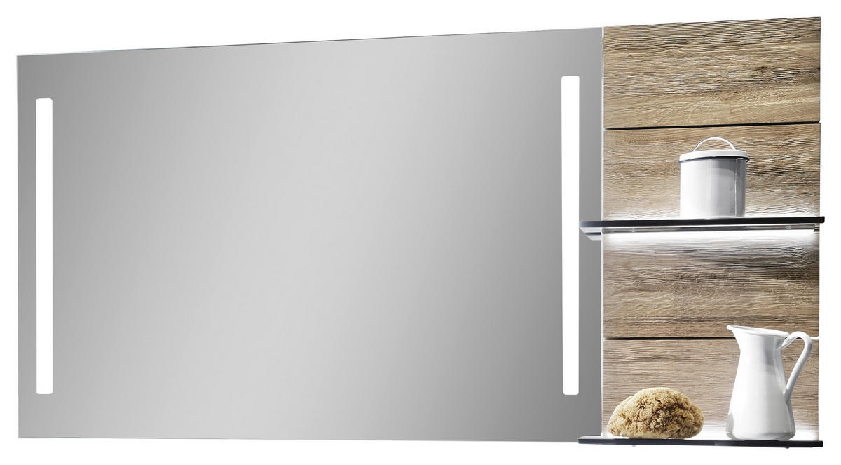 BADEZIMMERSPIEGEL 128/64/18 cm  - Eichefarben, Natur, Glas/Holz (128/64/18cm) - Voglauer