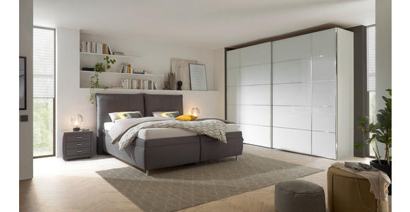 POLSTERBETT Matratze, gepolstertes Kopfteil, Lattenrost, Bettkasten Dunkelgrau 200/200 cm - Dunkelgrau/Silberfarben, KONVENTIONELL, Holz/Textil (200/200cm) - Dieter Knoll