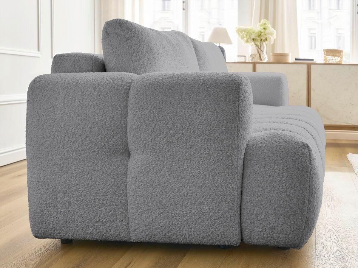 SCHLAFSOFA FUJI Bouclé Dunkelgrau  inkl.  - Dunkelgrau/Schwarz, MODERN, Kunststoff/Textil (251/113/88cm)