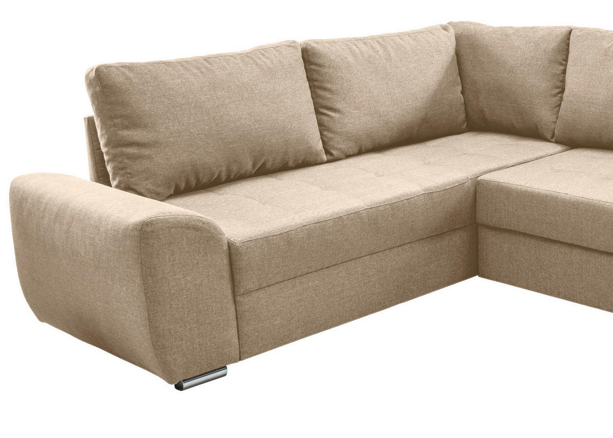 SEDEŽNA GARNITURA, mikrovlakna bež  - barve kroma/bež, Konvencionalno, kovina/tekstil (218/292/156cm) - Livetastic