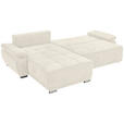 ECKSOFA Creme Chenille Rückenkissen, Bettkasten, Schlaffunktion, Rücken echt, Armteilverstellung, Liegefläche im Originalstoff  - Silberfarben/Creme, KONVENTIONELL, Holz/Textil (187/293cm) - Carryhome