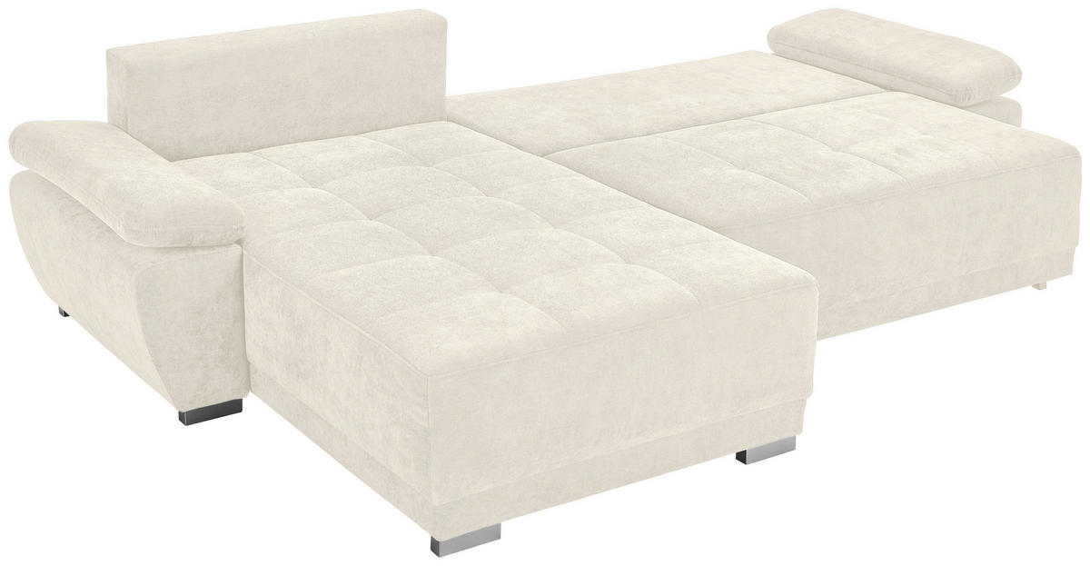 ECKSOFA Creme Chenille  - Silberfarben/Creme, KONVENTIONELL, Holz/Textil (187/293cm) - Carryhome