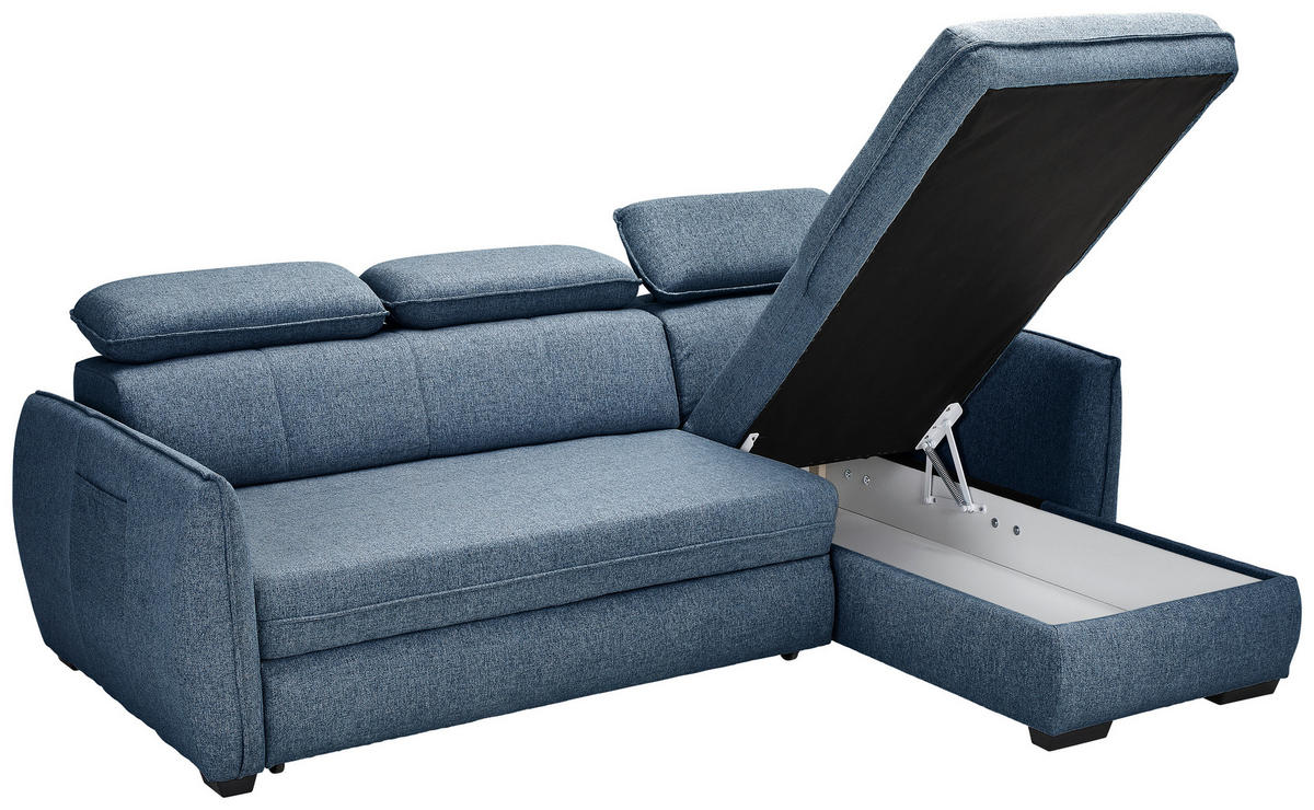 ECKSOFA in Flachgewebe Blau  - Blau/Schwarz, Modern, Kunststoff/Textil (182/237cm) - Carryhome