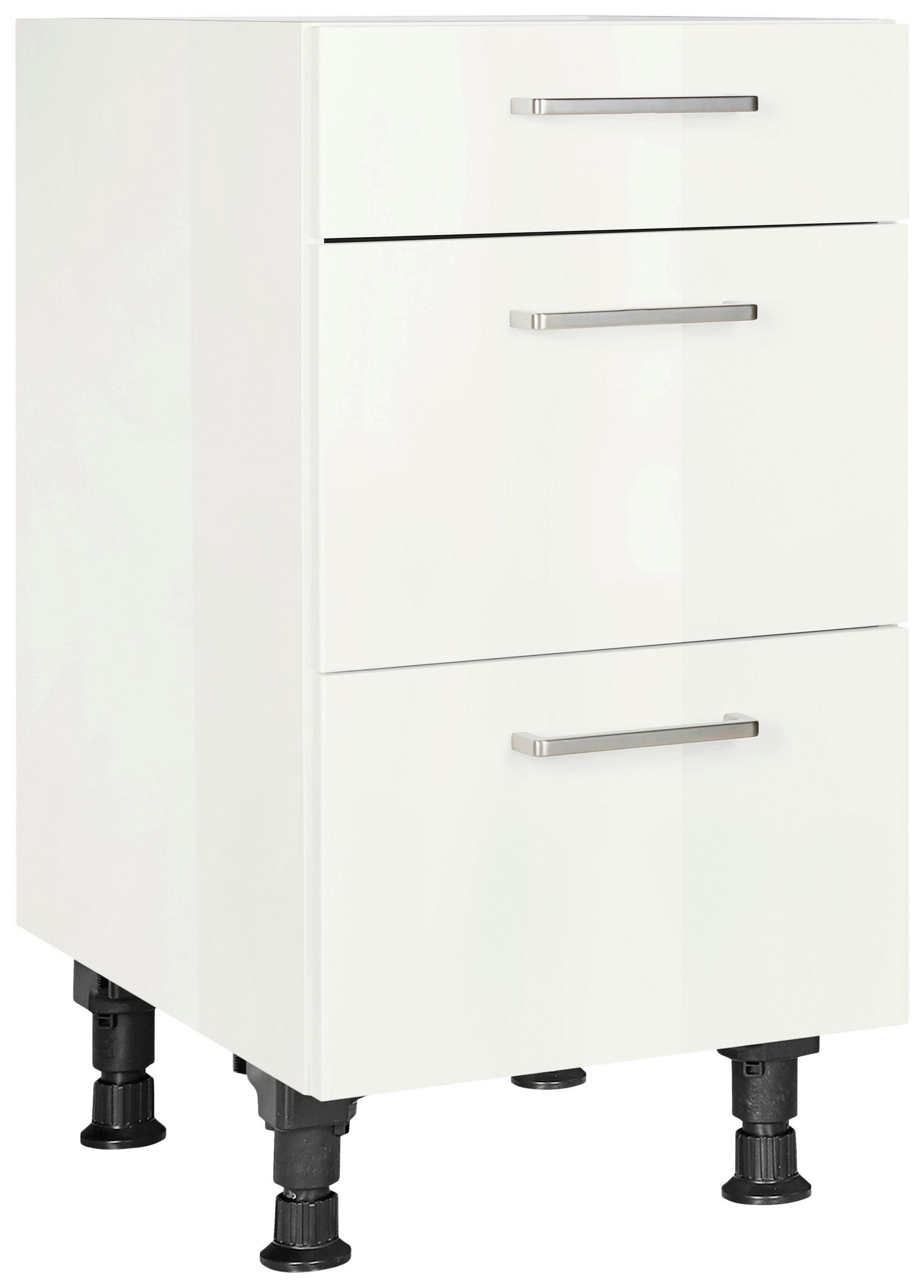 SCHUBKASTENUNTERSCHRANK 45/87/56 cm  in Weiß Hochglanz  - Edelstahlfarben/Weiß Hochglanz, MODERN, Holzwerkstoff/Metall (45/87/56cm) - Nobilia