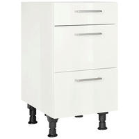 SCHUBKASTENUNTERSCHRANK 45/87/56 cm  in Weiß Hochglanz  - Edelstahlfarben/Weiß Hochglanz, MODERN, Holzwerkstoff/Metall (45/87/56cm) - Nobilia