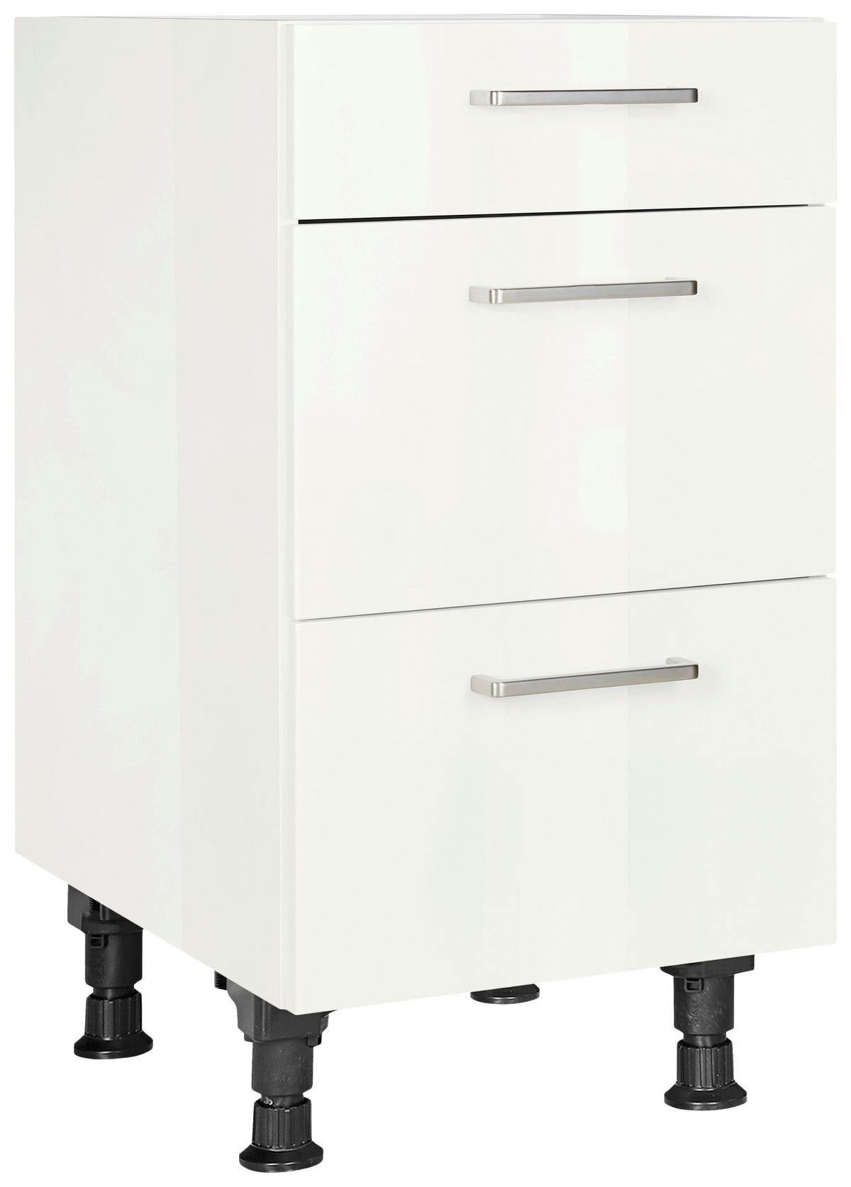 SCHUBKASTENUNTERSCHRANK 45/87/56 cm  in Weiß Hochglanz  - Edelstahlfarben/Weiß Hochglanz, MODERN, Holzwerkstoff/Metall (45/87/56cm) - Nobilia