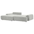 Ecksofa mit Funktion Creme Flachgewebe Zierkissen, Rückenkissen, Bettkasten, Schlaffunktion, Rücken echt, Liegefläche im Originalstoff  - Creme/Schwarz, KONVENTIONELL, Kunststoff/Textil (190/277cm) - Carryhome