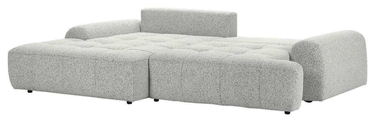 Ecksofa mit Funktion Creme Flachgewebe Zierkissen, Rückenkissen, Bettkasten, Schlaffunktion, Rücken echt, Liegefläche im Originalstoff  - Creme/Schwarz, KONVENTIONELL, Kunststoff/Textil (190/277cm) - Carryhome