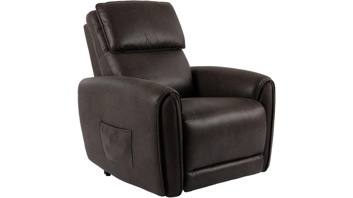 RELAXFÅTÖLJ i trä, metall, textil brun  - brun, Klassisk, metall/trä (97/91/105cm) - Best Price