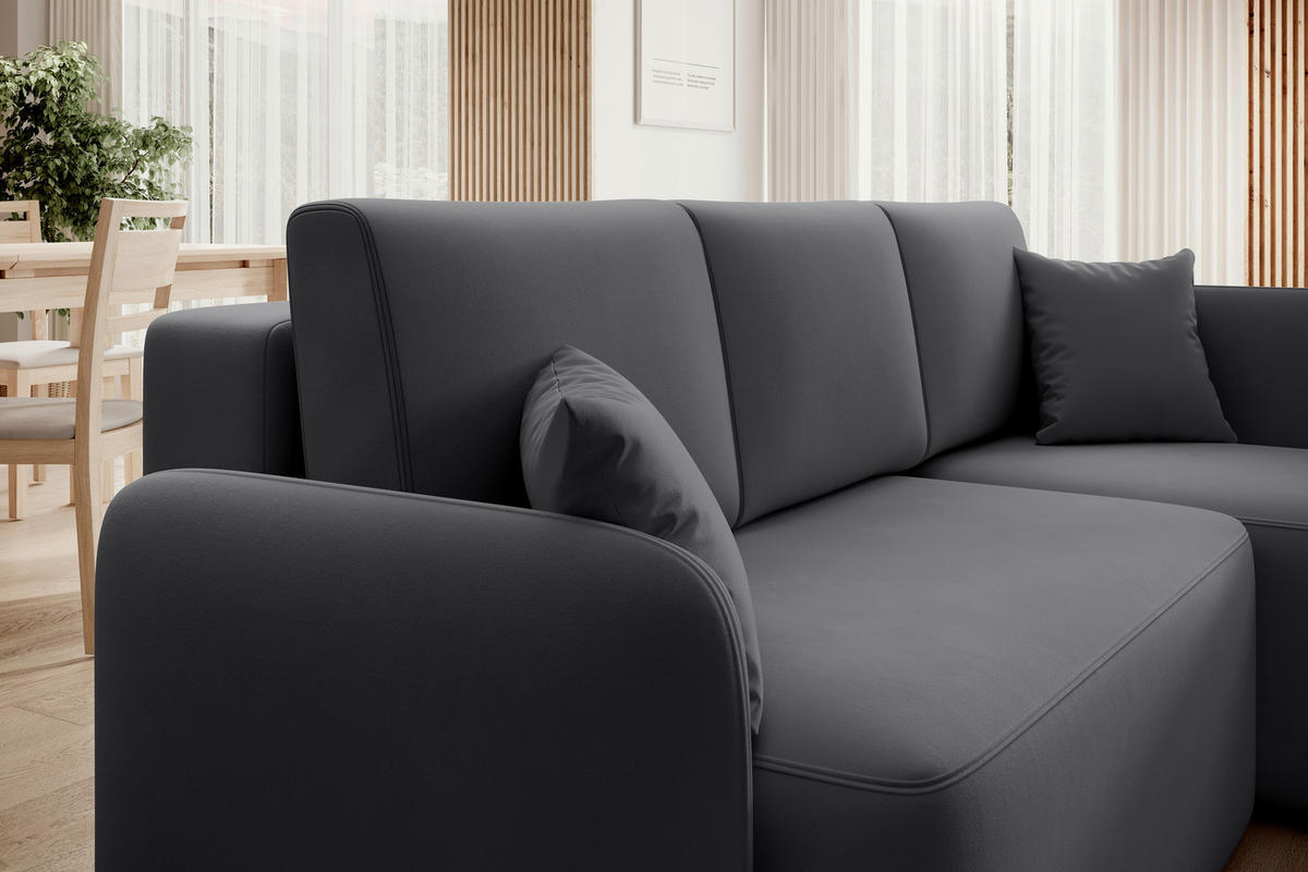 ECKSOFA in Plüsch Grau  206/150 cm  - Schwarz/Grau, Design, Kunststoff/Textil (206/150cm) - MID.YOU
