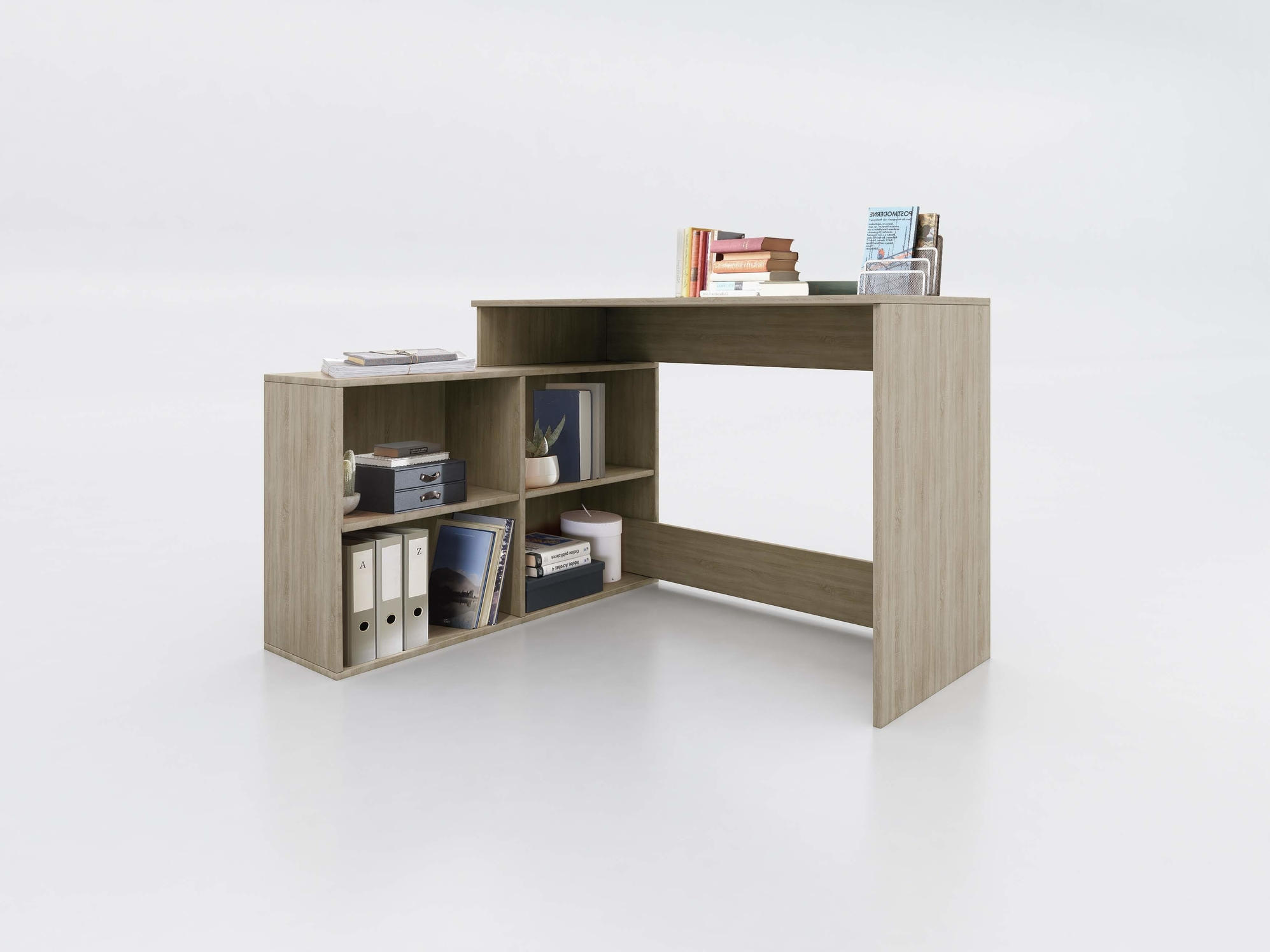 KOTNA PISALNA MIZA leseni material hrast sonoma  - hrast sonoma, Moderno, leseni material (120/100/77/50/29cm) - Xora