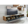WOHNWAND  in Weiß, Eichefarben  343/196/44 cm  - Eichefarben/Silberfarben, Design, Glas/Holz (343/196/44cm) - Valnatura