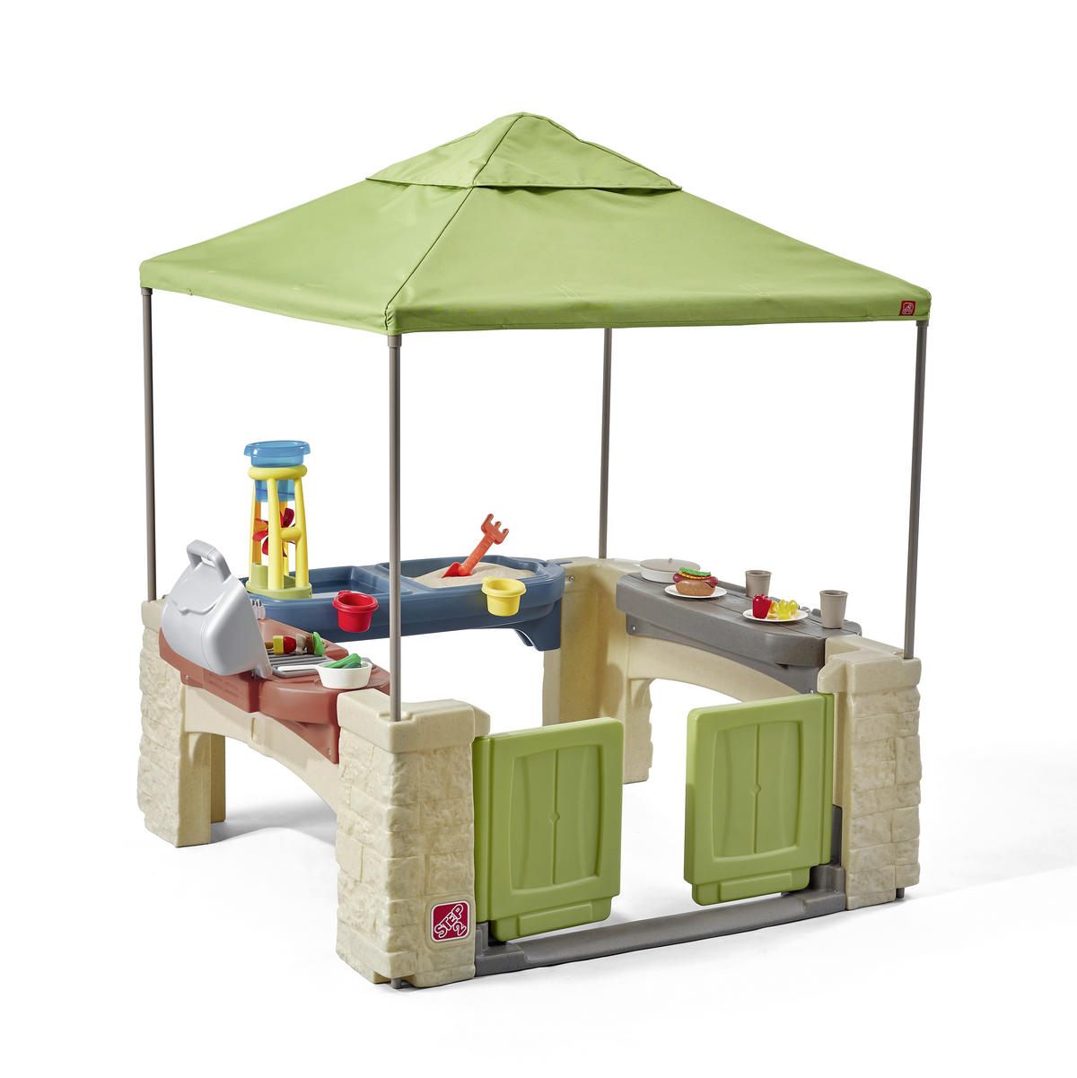 SPIELHAUS 132,8/152,4/137,16 cm SPIELHAUS PATIO 16-TLG.  - Blau/Greige, Basics, Kunststoff/Textil (132,8/152,4/137,16cm) - Ambia Garden