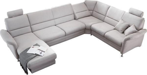 WOHNLANDSCHAFT Grau Flachgewebe  - Alufarben/Grau, KONVENTIONELL, Textil/Metall (165/334/244cm) - Beldomo System