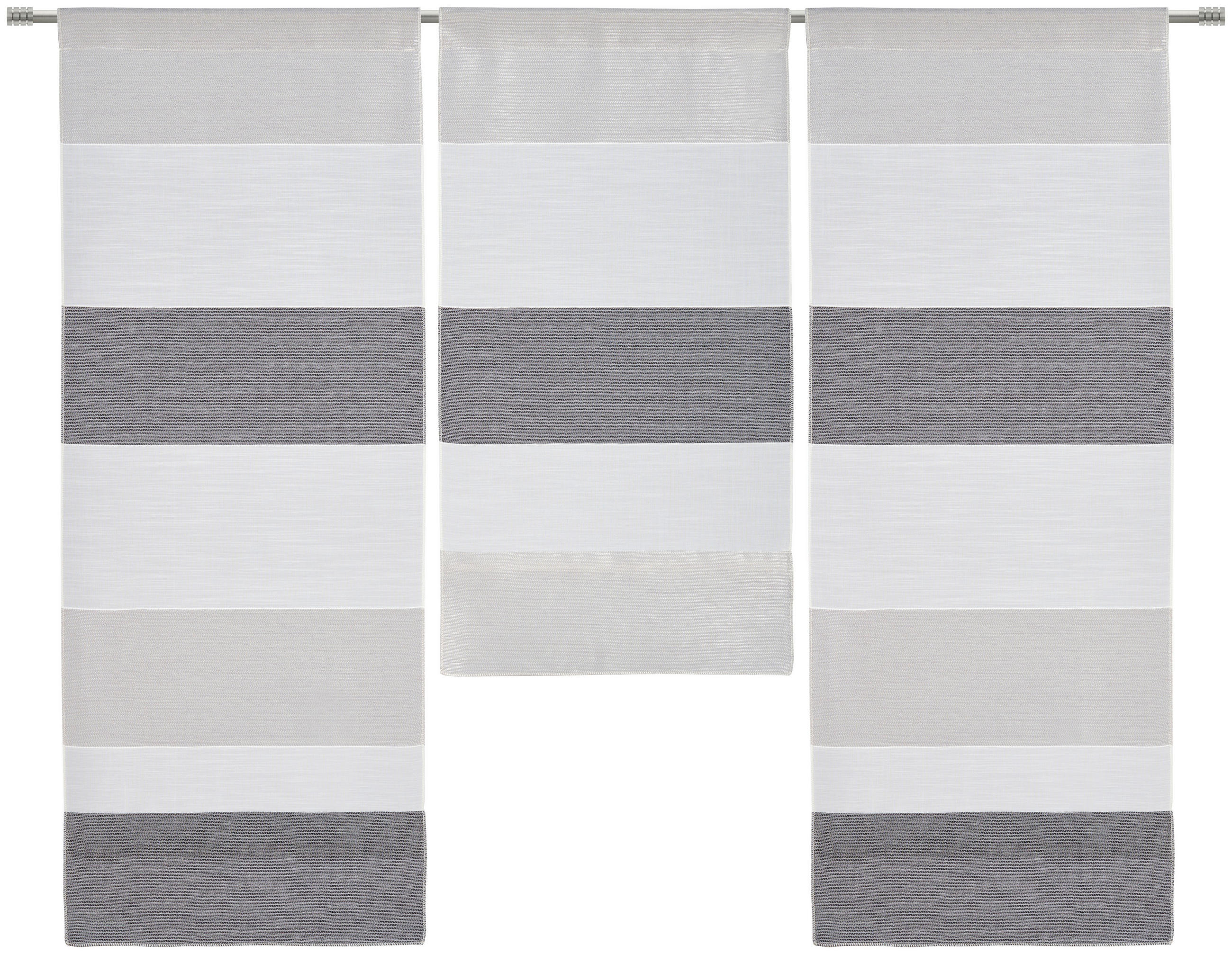 KURZGARDINE 3ER SET   30/80 cm   - Weiß/Grau, Basics, Textil (30/80cm) - Esposa