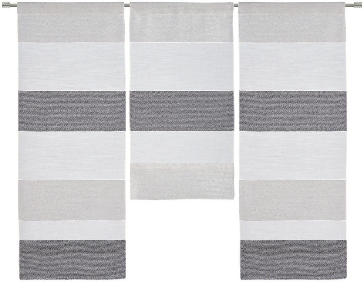 KURZGARDINE 3ER SET   30/80 cm   - Weiß/Grau, Basics, Textil (30/80cm) - Esposa