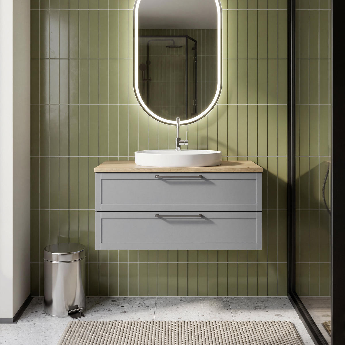 WASCHTISCHKOMBI 120,3 cm  - Edelstahlfarben/Eichefarben, MODERN, Holzwerkstoff/Stein (120,3cm) - Celina Home