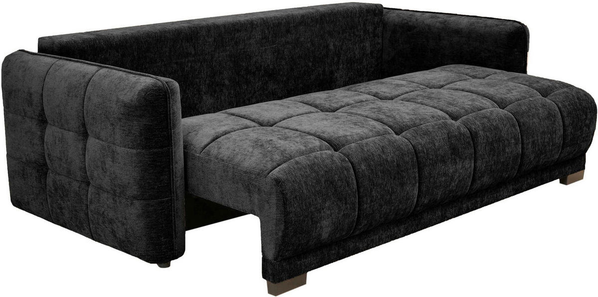 BOXSPRINGSOFA Chenille Anthrazit  inkl. Zierkissen, Rückenkissen, Bettkasten, Schlaffunktion  - Anthrazit/Schwarz, KONVENTIONELL, Kunststoff/Textil (235/94/103cm) - Novel