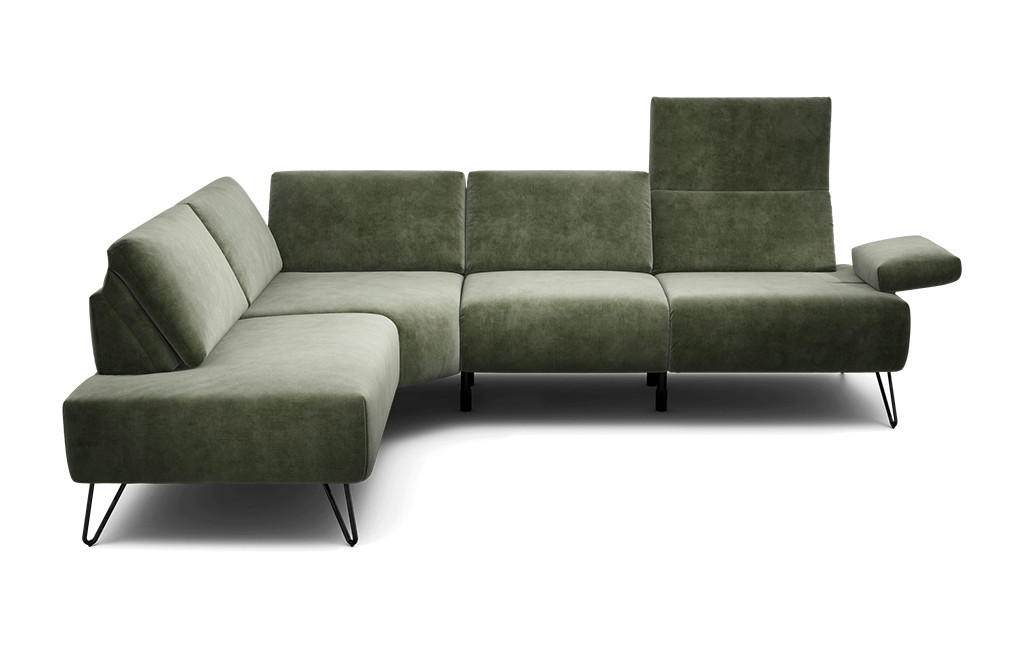 Freisteller von SENSOO ECKSOFA Cosy Waldgrün Samt.