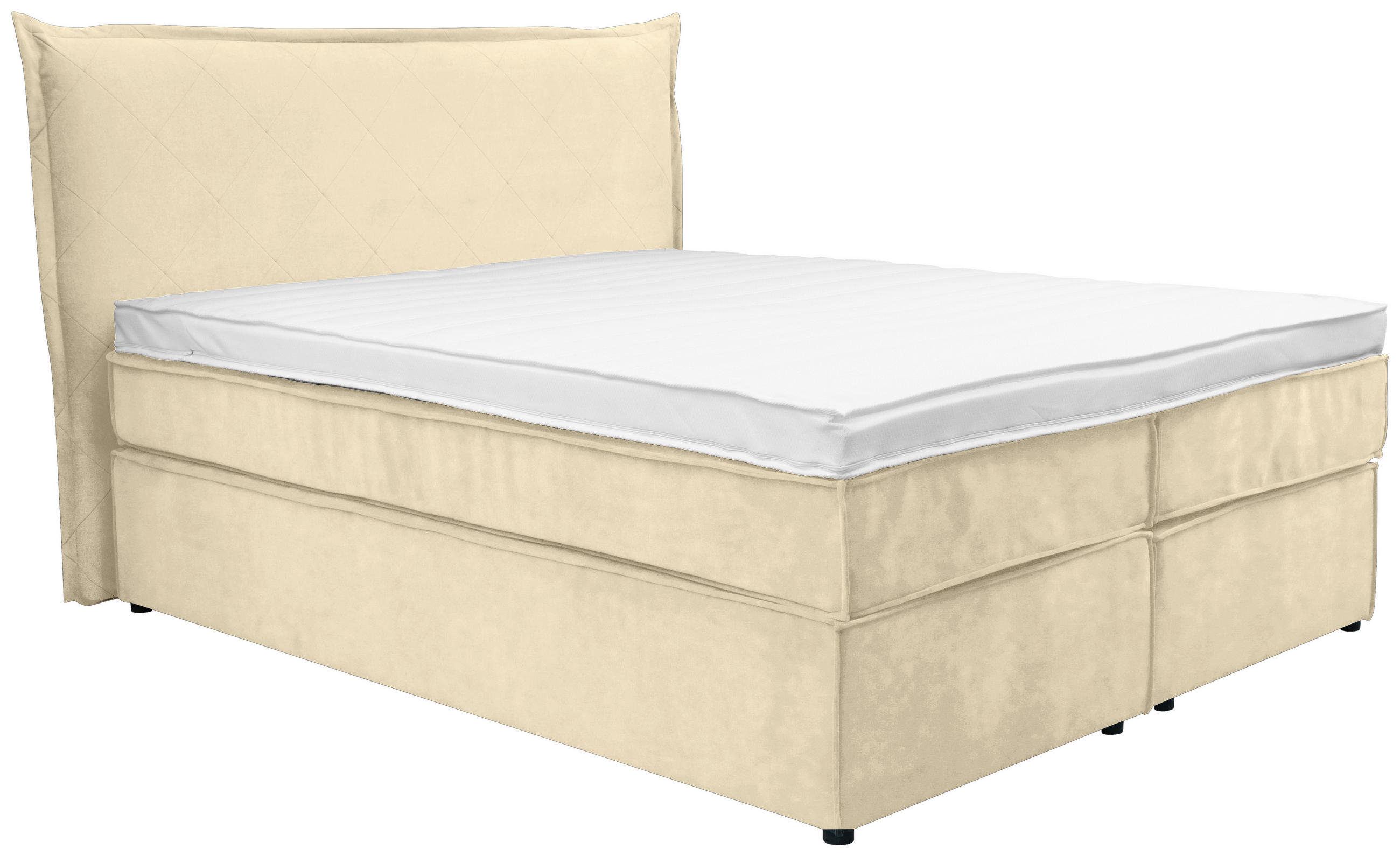 BOXSPRINGBETT 160/200 cm  in Creme  - Creme/Schwarz, KONVENTIONELL, Kunststoff/Textil (160/200cm) - Boxxx