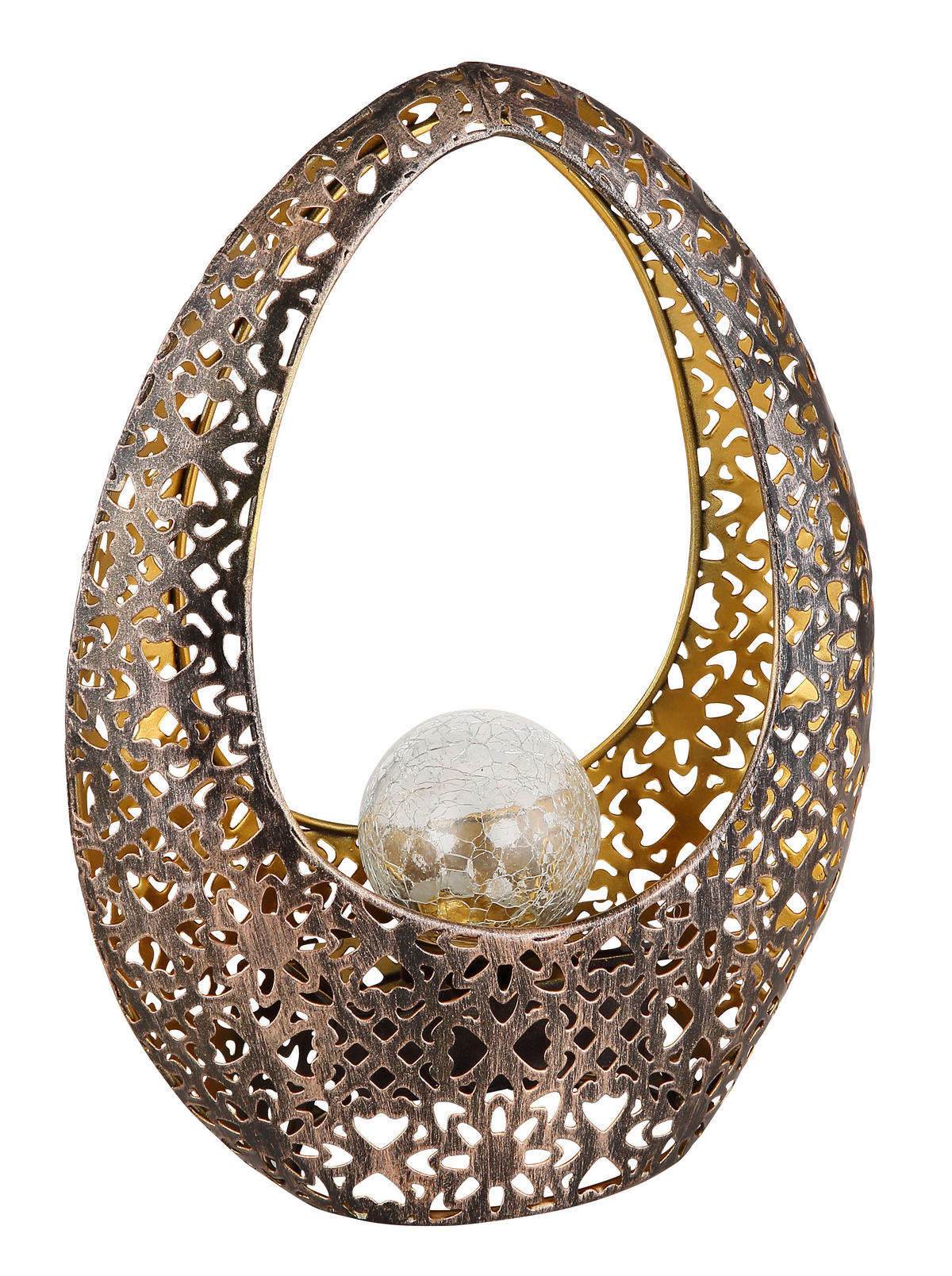 SOLCELLSLAMPA - klar/bronsfärgad, Design, metall/glas (21,5/9,5/27,5cm) - Globo