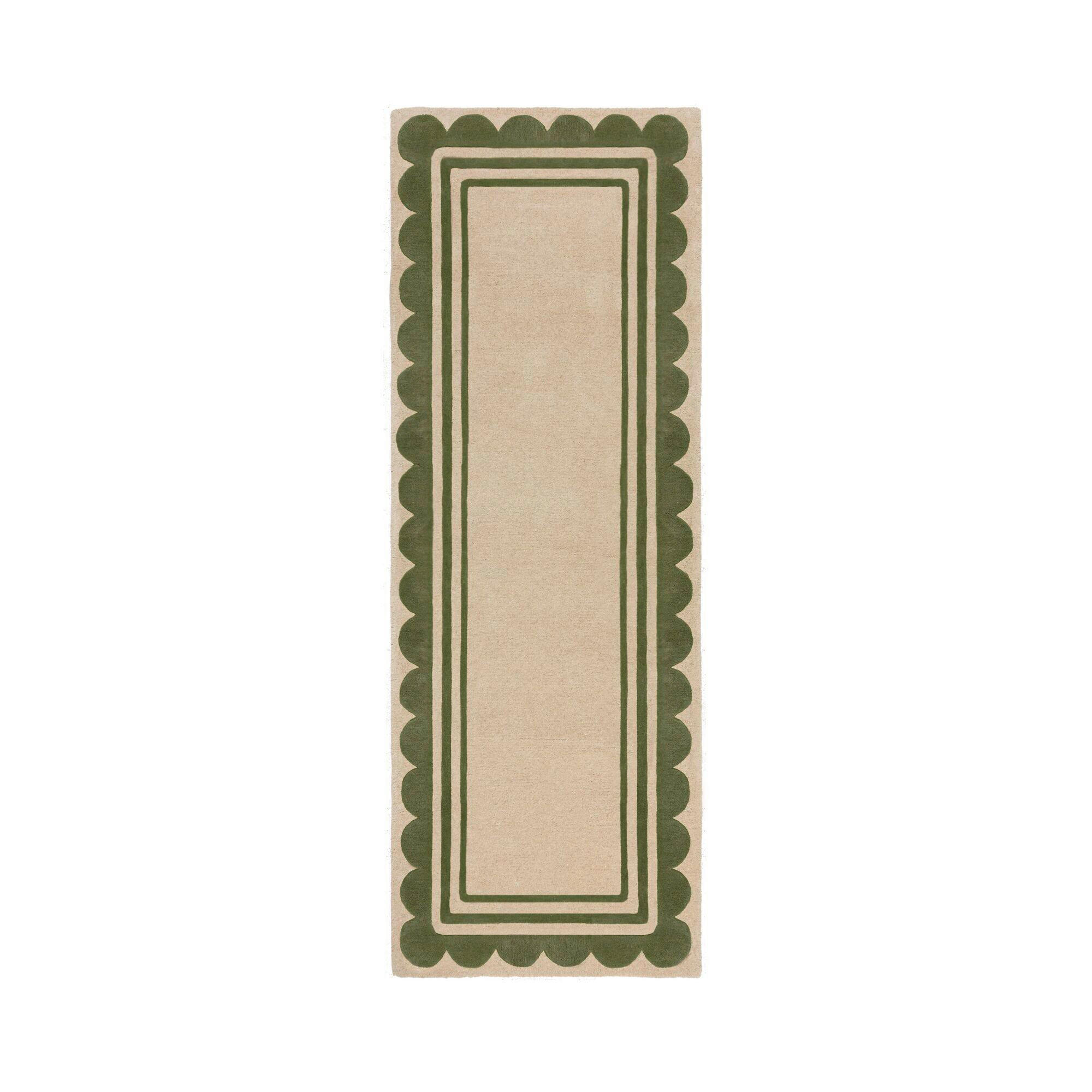 HANDWEBTEPPICH 80/230 cm LOIS Grün, Beige  - Beige/Grün, KONVENTIONELL, Textil (80/230cm) - artgeist