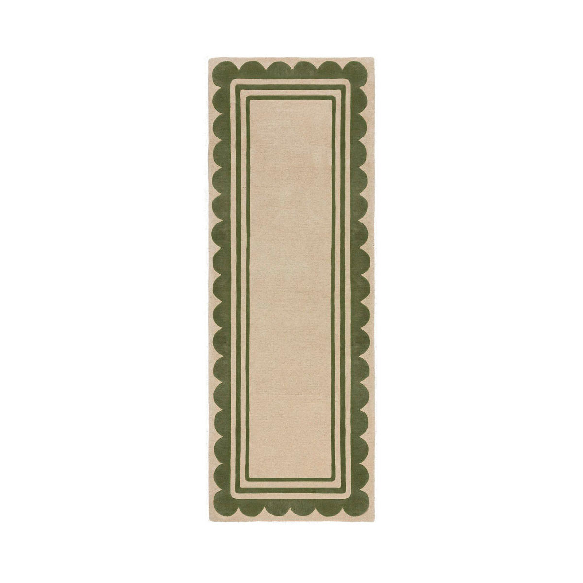 HANDWEBTEPPICH 80/230 cm LOIS Grün, Beige  - Beige/Grün, KONVENTIONELL, Textil (80/230cm) - artgeist