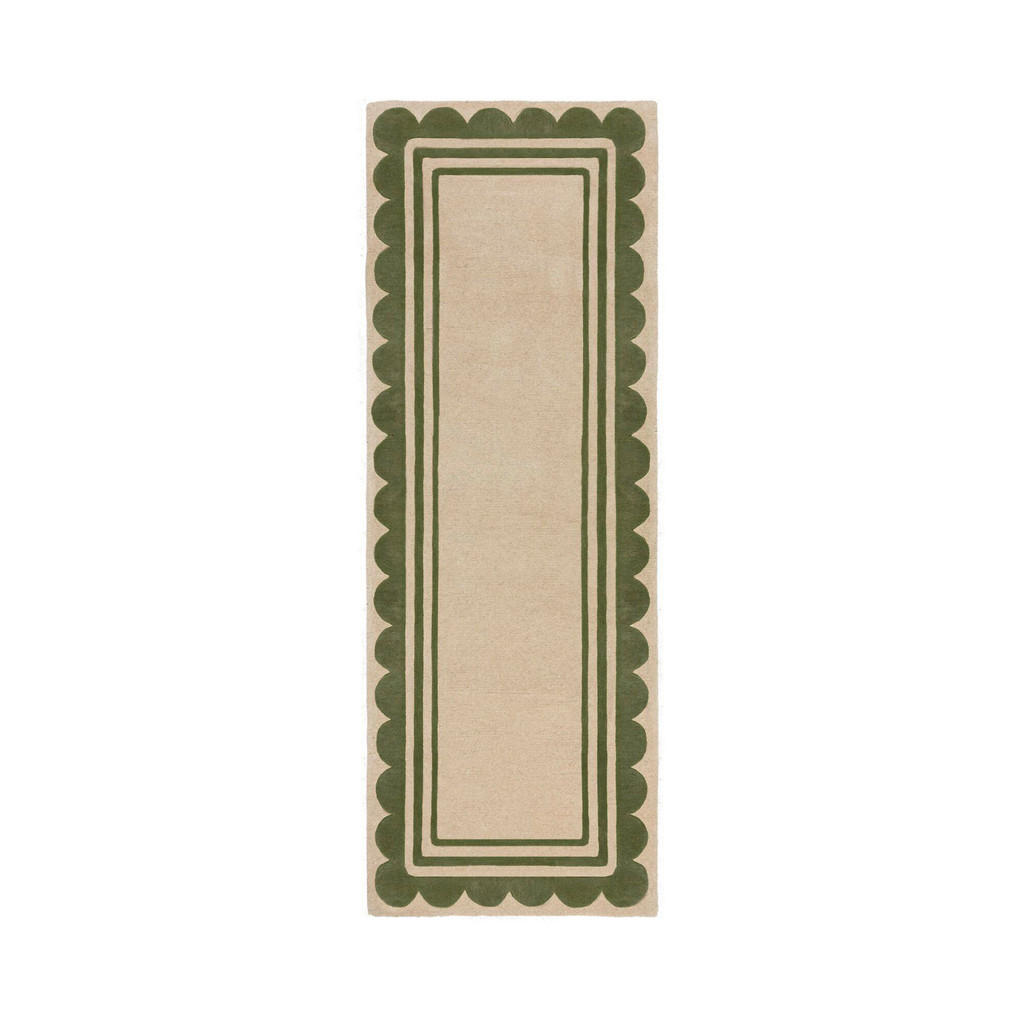Flair Rugs RUČNE TKANÝ KOBEREC, 80/230 cm zelená, béžová