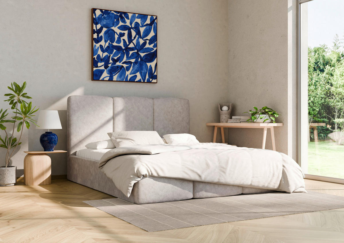 POLSTERBETT Bettkasten, Lattenrost 180/200 cm  in Hellgrau  - Hellgrau/Schwarz, Design, Holz/Textil (180/200cm) - Boxxx