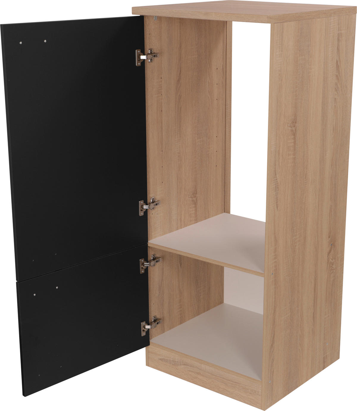 GERÄTEUMBAUSCHRANK 60/144,8/60 cm  in Schwarz, Eichefarben  - Eichefarben/Silberfarben, Basics, Holzwerkstoff/Metall (60/144,8/60cm) - Respekta