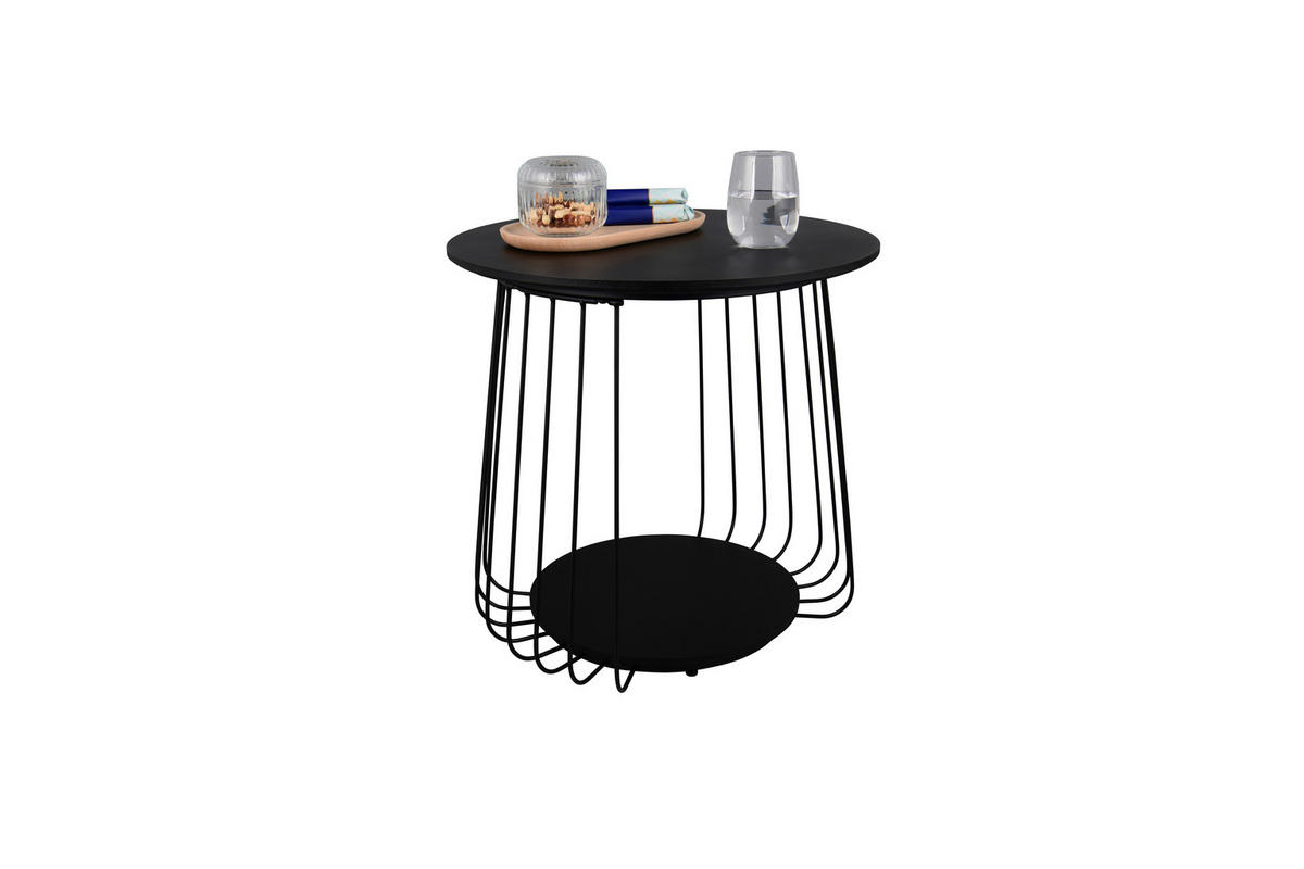 BEISTELLTISCH 50/50/50 cm Schwarz rund  - Schwarz, MODERN, Holzwerkstoff/Metall (50/50/50cm) - Milino