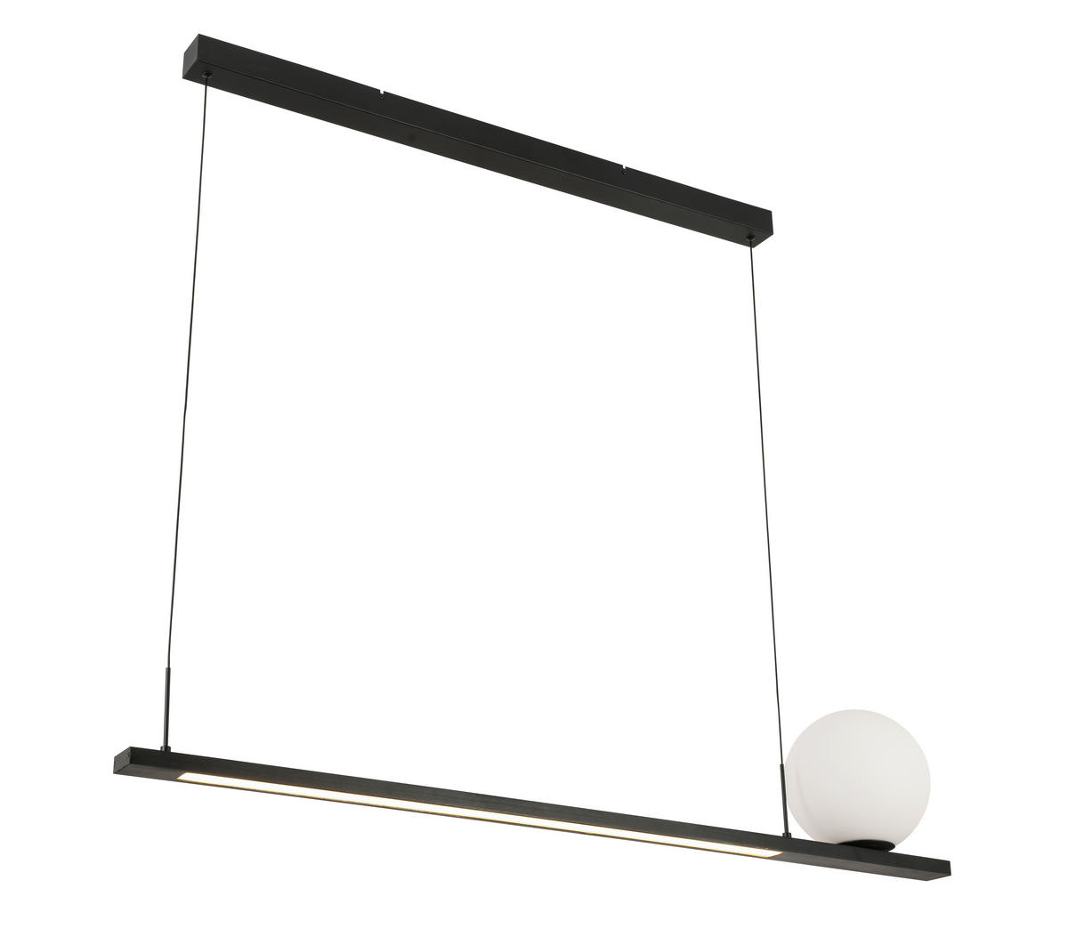 LED-HÄNGELEUCHTE 120/20/200 cm    - Schwarz, Design, Glas/Kunststoff (120/20/200cm) - Dieter Knoll