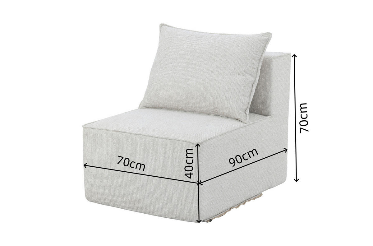 SOFAELEMENT Webstoff Naturfarben  - Beige/Naturfarben, Design, Textil (71/71/91cm) - Carryhome