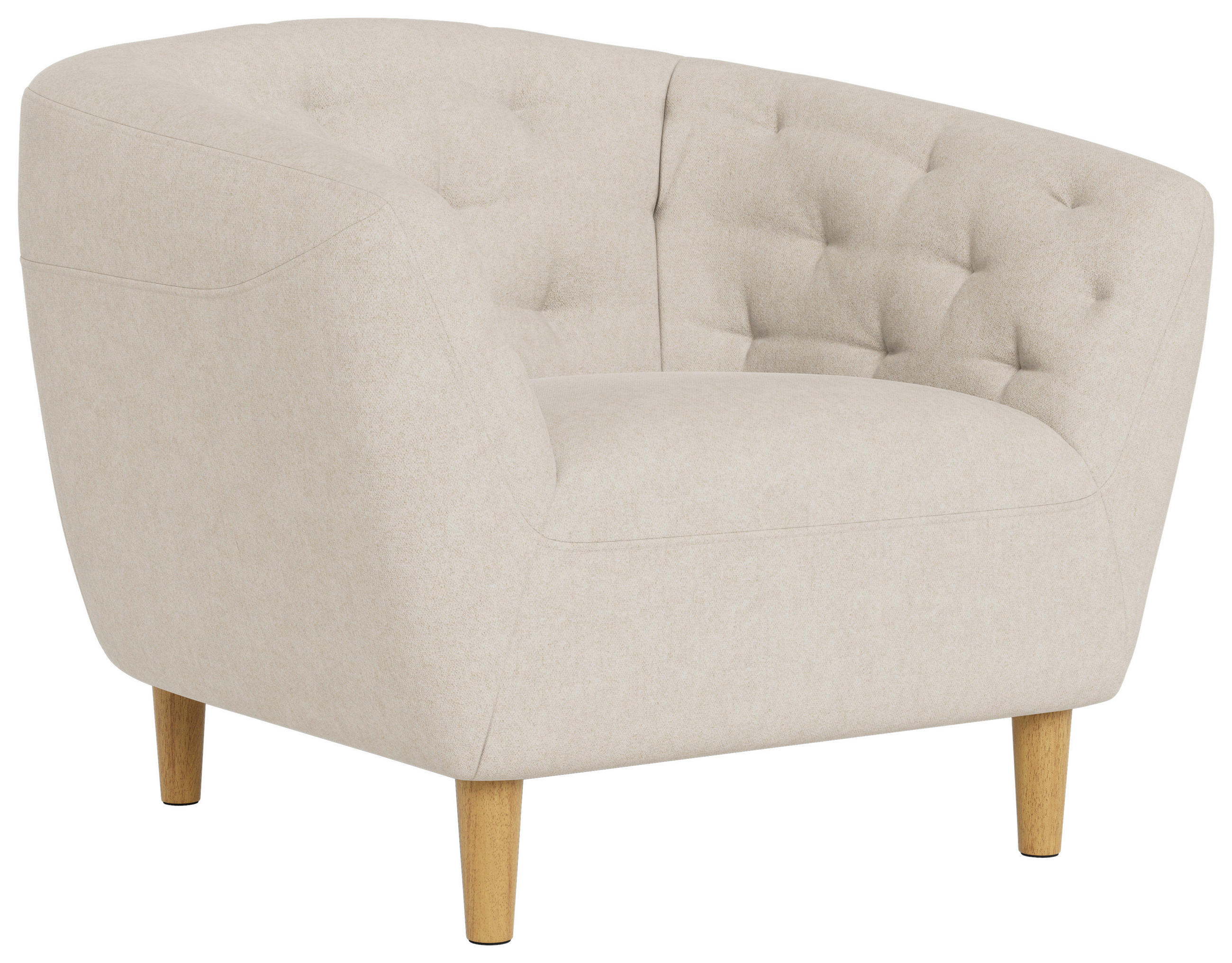 CHESTERFIELD-SESSEL Flachgewebe Beige  - Eichefarben/Beige, Trend, Holz/Textil (97/79/84cm) - Ambia Home