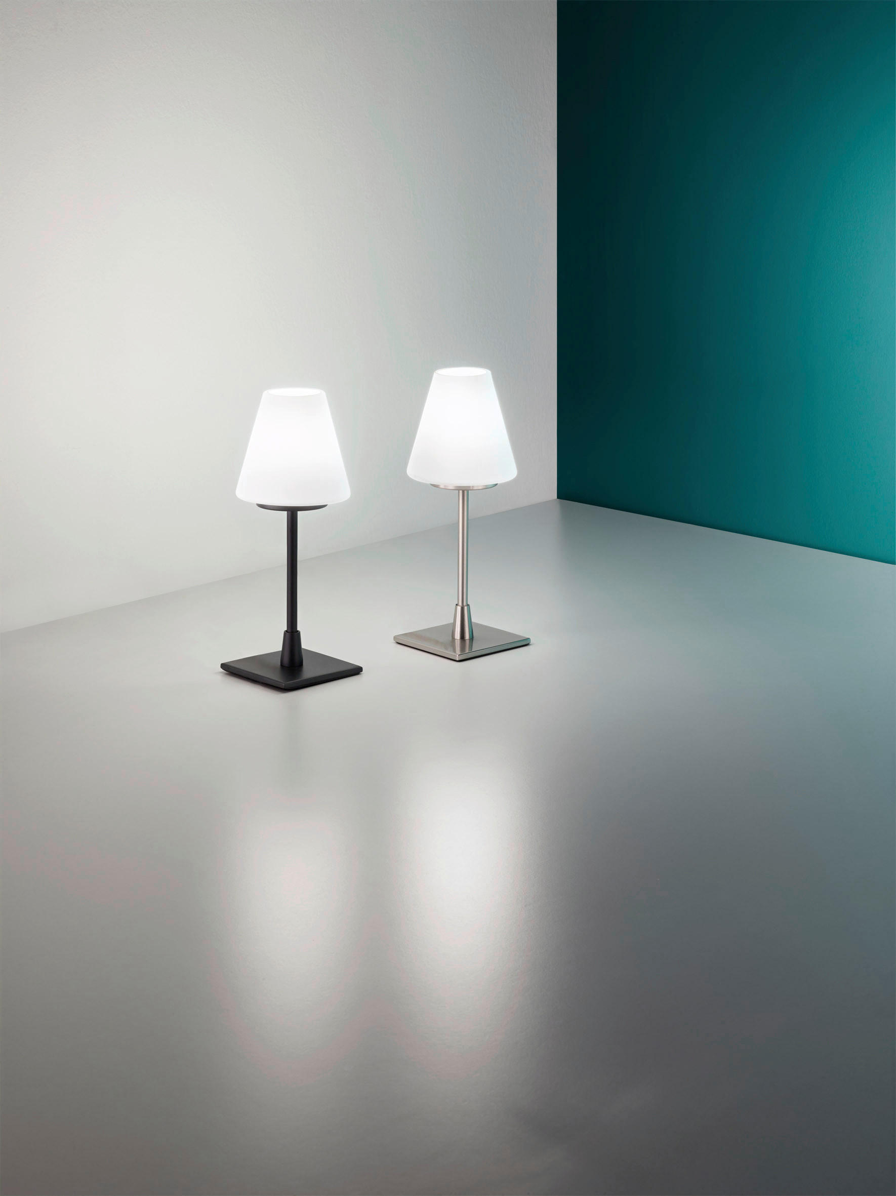 LED-TISCHLEUCHTE Lucy 10/25 cm   - Schwarz/Weiß, Basics, Glas/Metall (10/25cm) - Fabas Luce