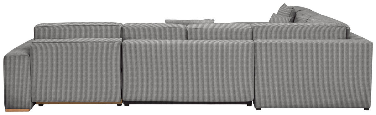 WOHNLANDSCHAFT in Cord Grau  - Buchefarben/Schwarz, Konventionell, Holz/Kunststoff (283/371/208cm) - Livetastic