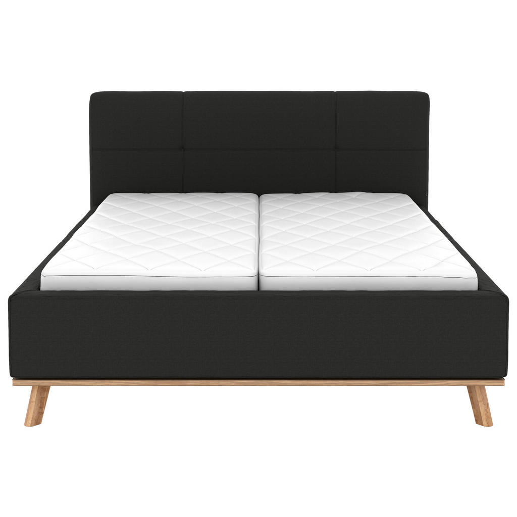 Thumbnail - Musterring Polsterbett, Anthrazit, Textil, Birke, Buche,Esche, massiv, H2, Höhe ca. 20 cm, 180x200 cm, Reach, atmungsakt...